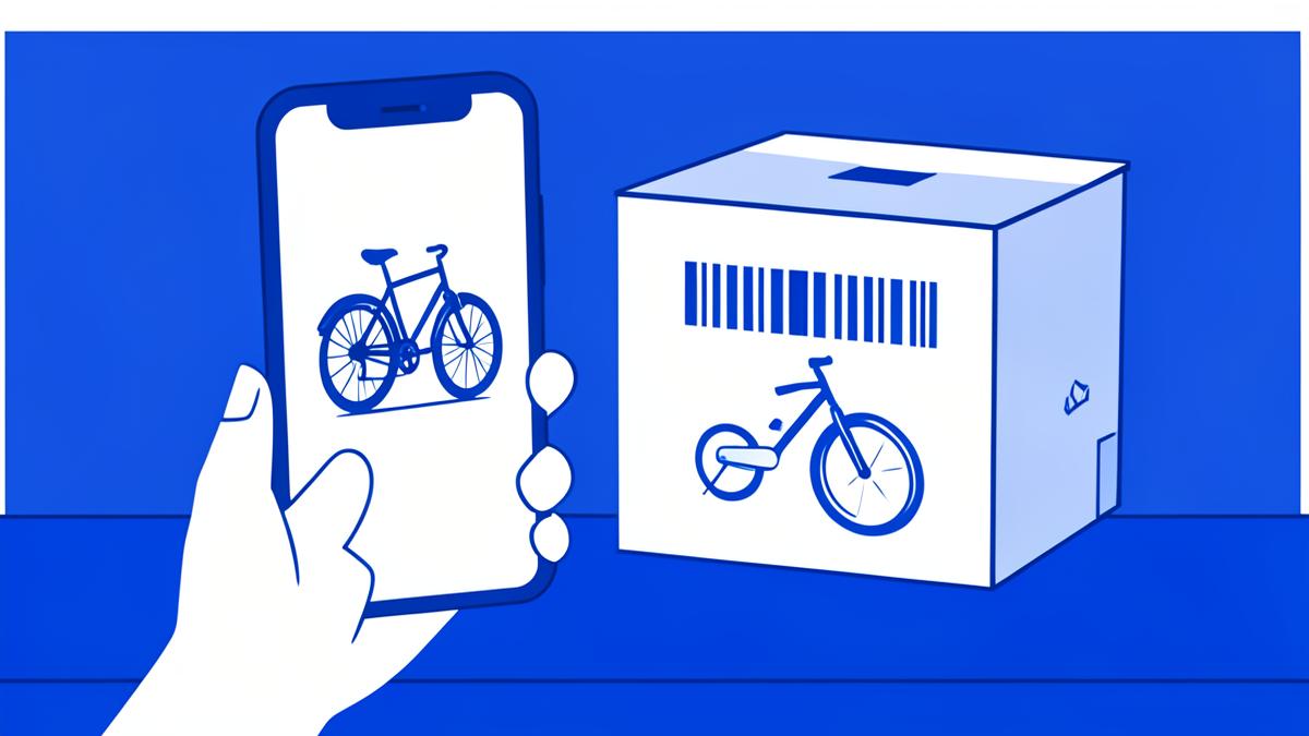Celular lendo o código de barras de uma caixa de produto